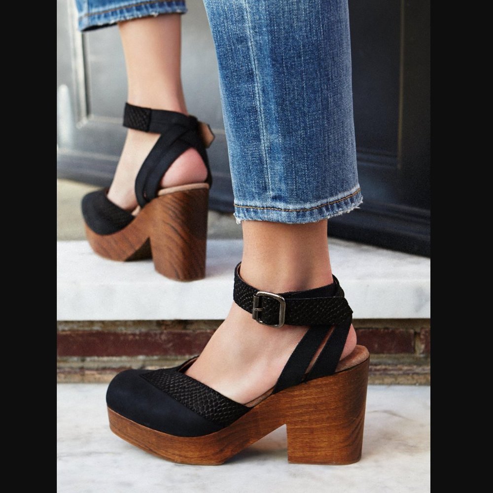 Free People Walk This Way Clog in Black